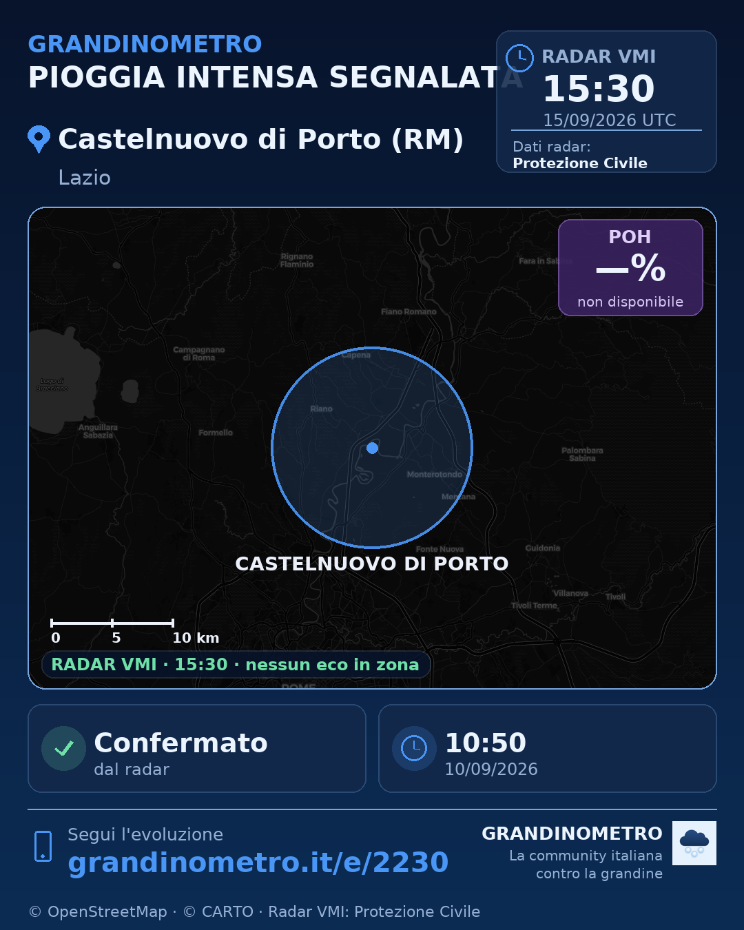 Mappa dell'evento: pioggia intensa a Castelnuovo di Porto (RM)