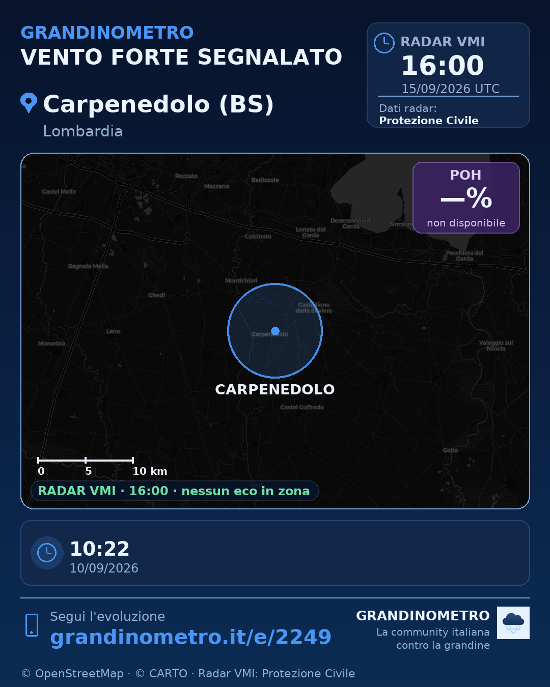 Mappa dell'evento: vento forte a Carpenedolo (BS)