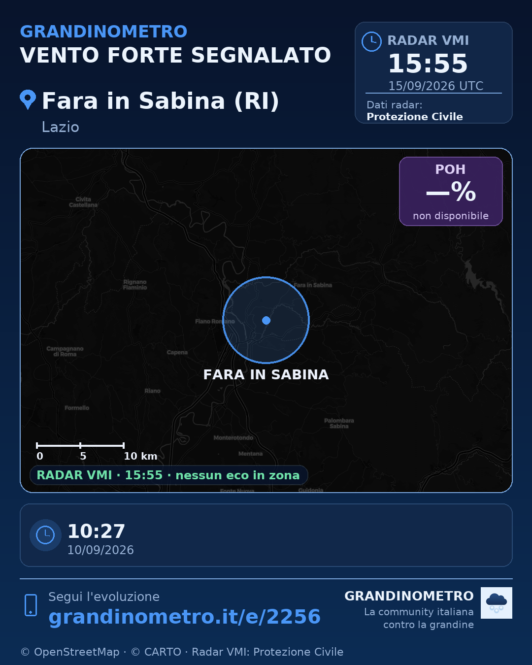 Mappa dell'evento: vento forte a Fara in Sabina (RI)