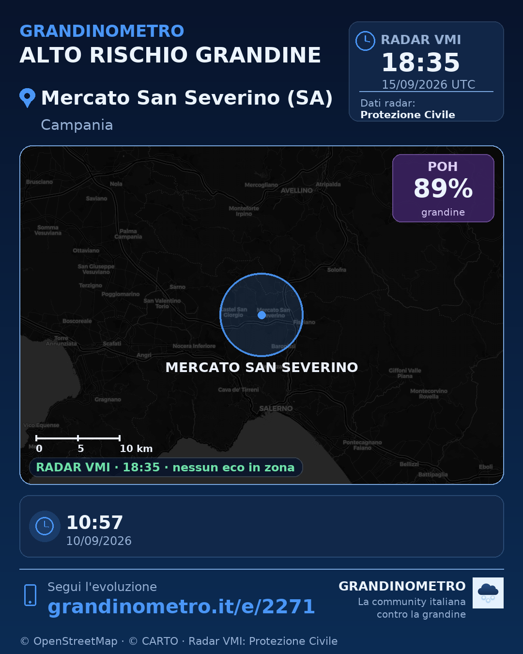 Mappa dell'evento: grandine a Mercato San Severino (SA)