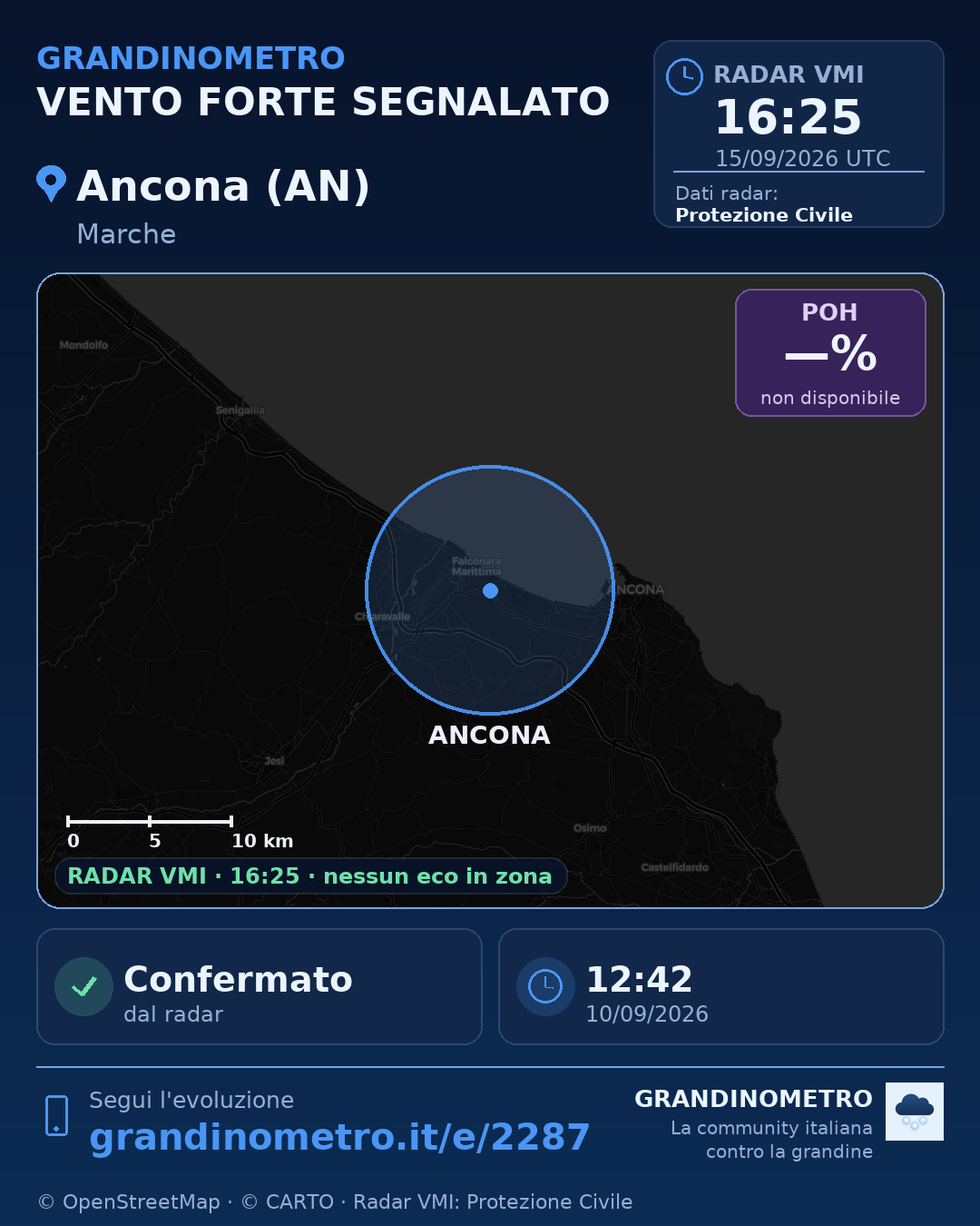 Mappa dell'evento: vento forte ad Ancona (AN)