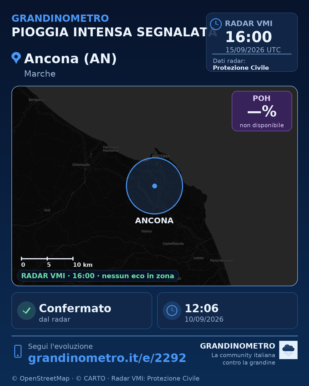 Mappa dell'evento: pioggia intensa ad Ancona (AN)