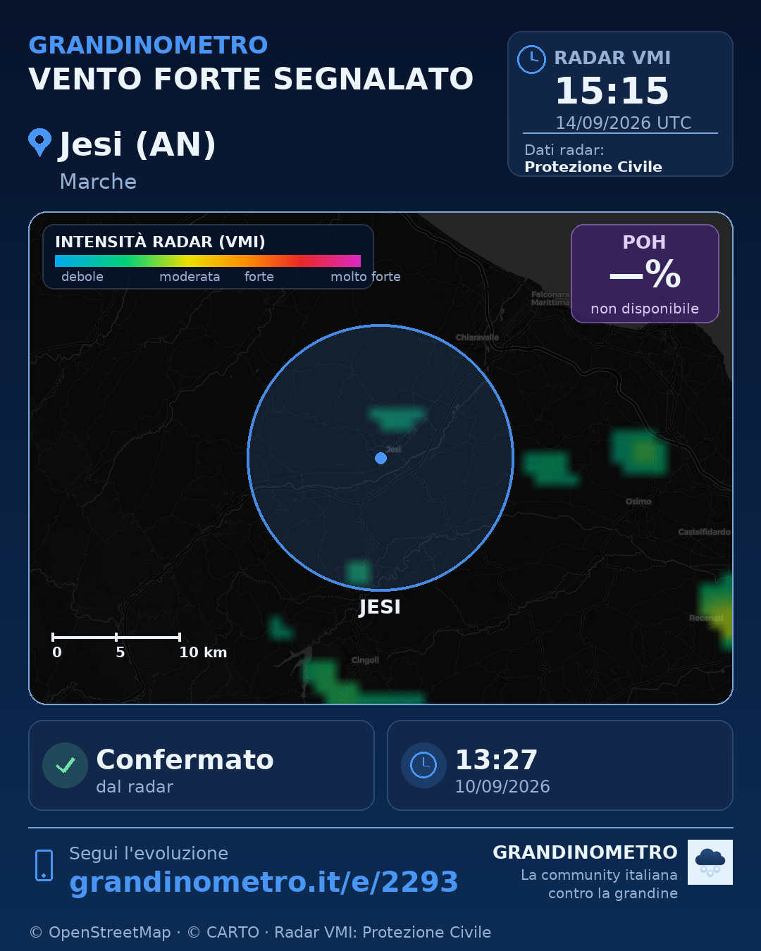Mappa dell'evento: vento forte a Jesi (AN)