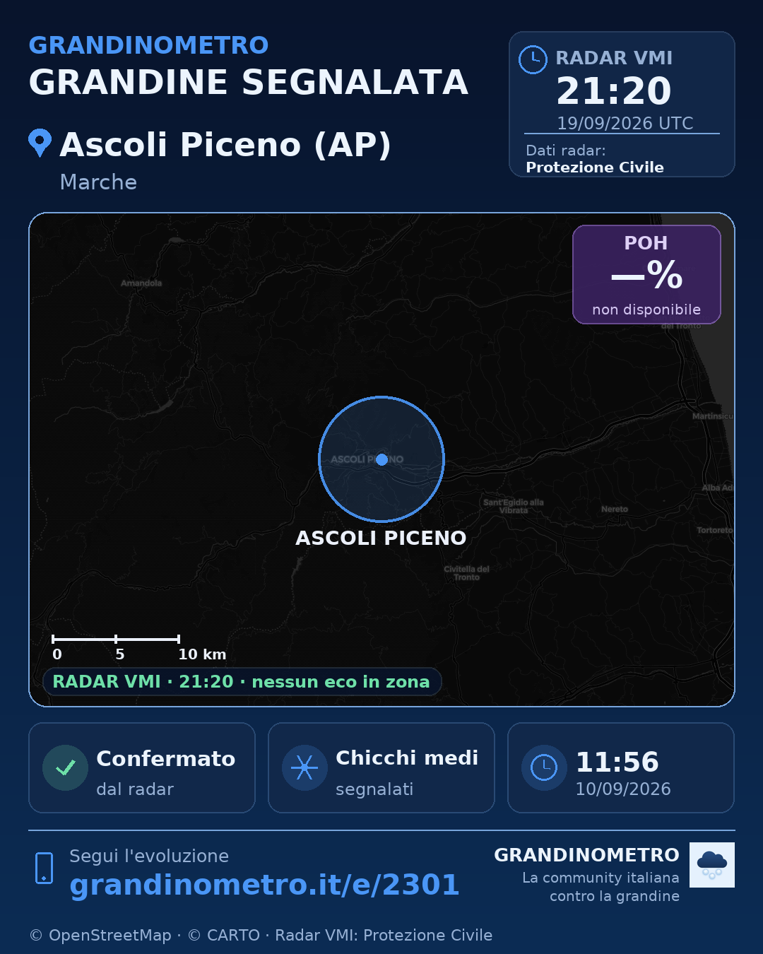 Mappa dell'evento: grandine ad Ascoli Piceno (AP)