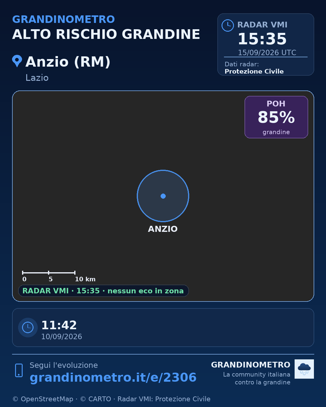 Mappa dell'evento: grandine ad Anzio (RM)