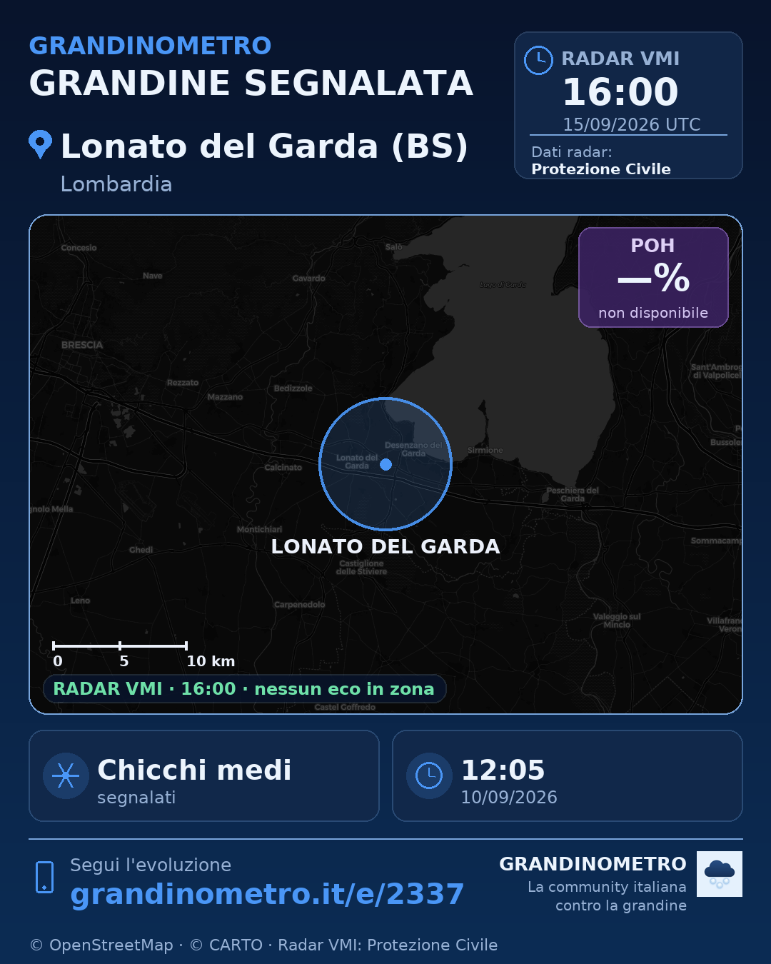 Mappa dell'evento: grandine a Lonato del Garda (BS)
