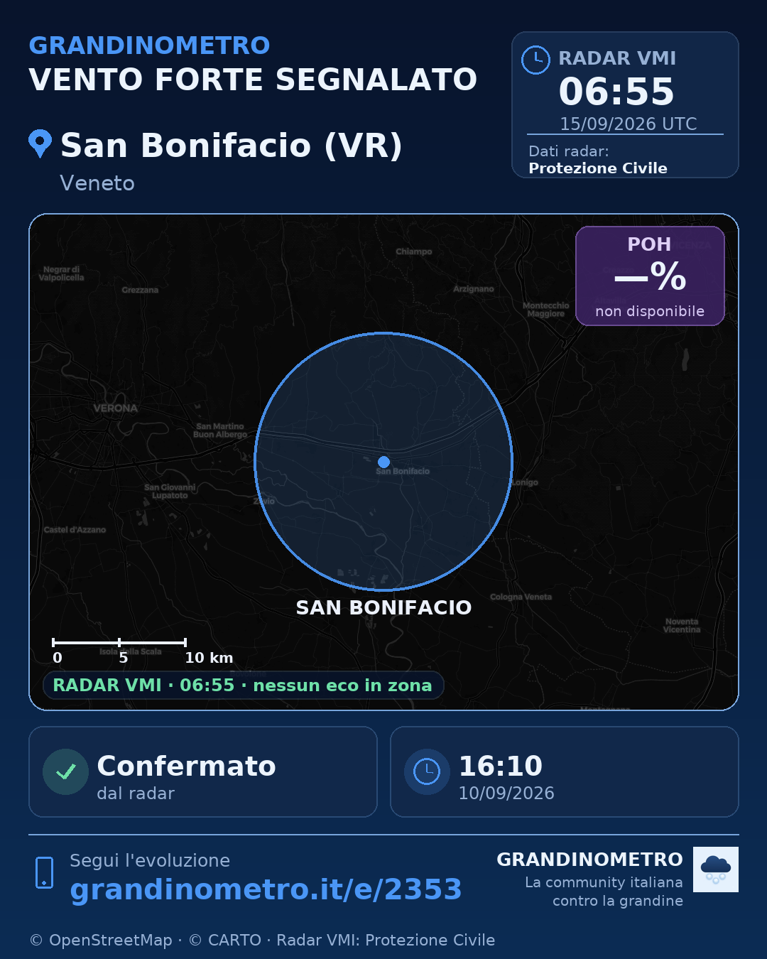 Mappa dell'evento: vento forte a San Bonifacio (VR)