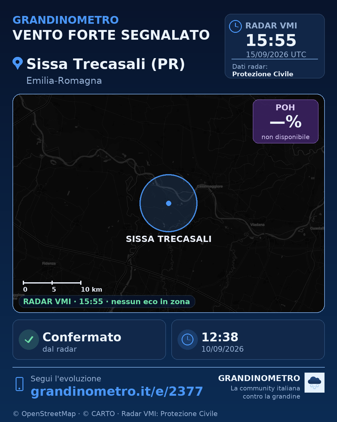 Mappa dell'evento: vento forte a Sissa Trecasali (PR)