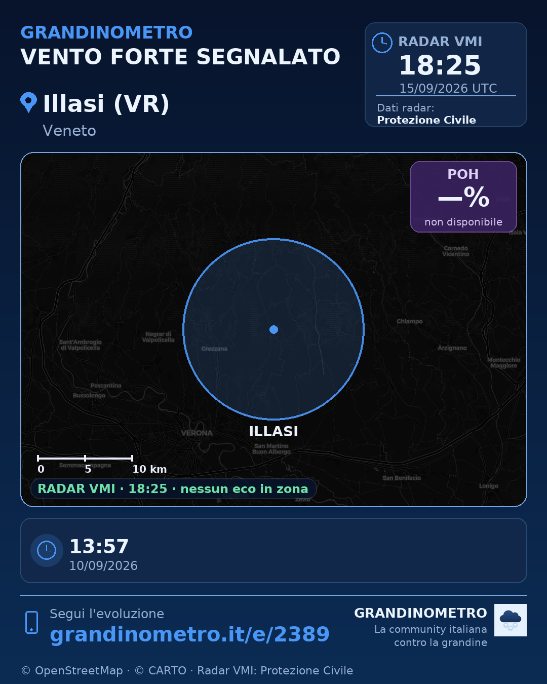 Mappa dell'evento: vento forte a Illasi (VR)