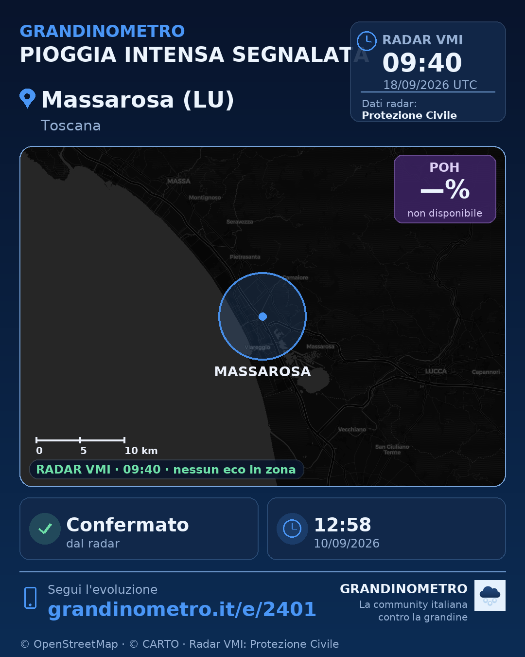 Mappa dell'evento: pioggia intensa a Massarosa (LU)