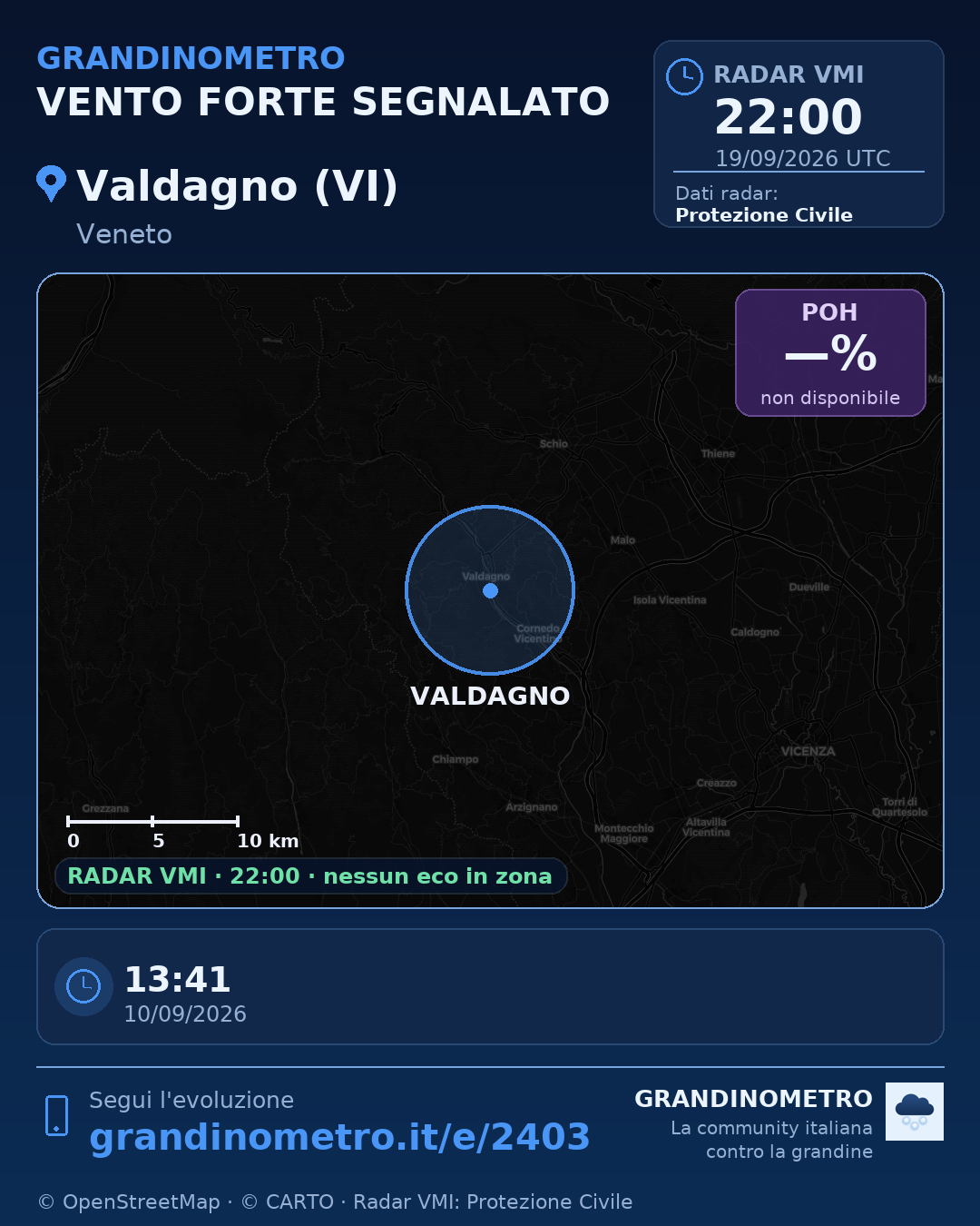 Mappa dell'evento: vento forte a Valdagno (VI)