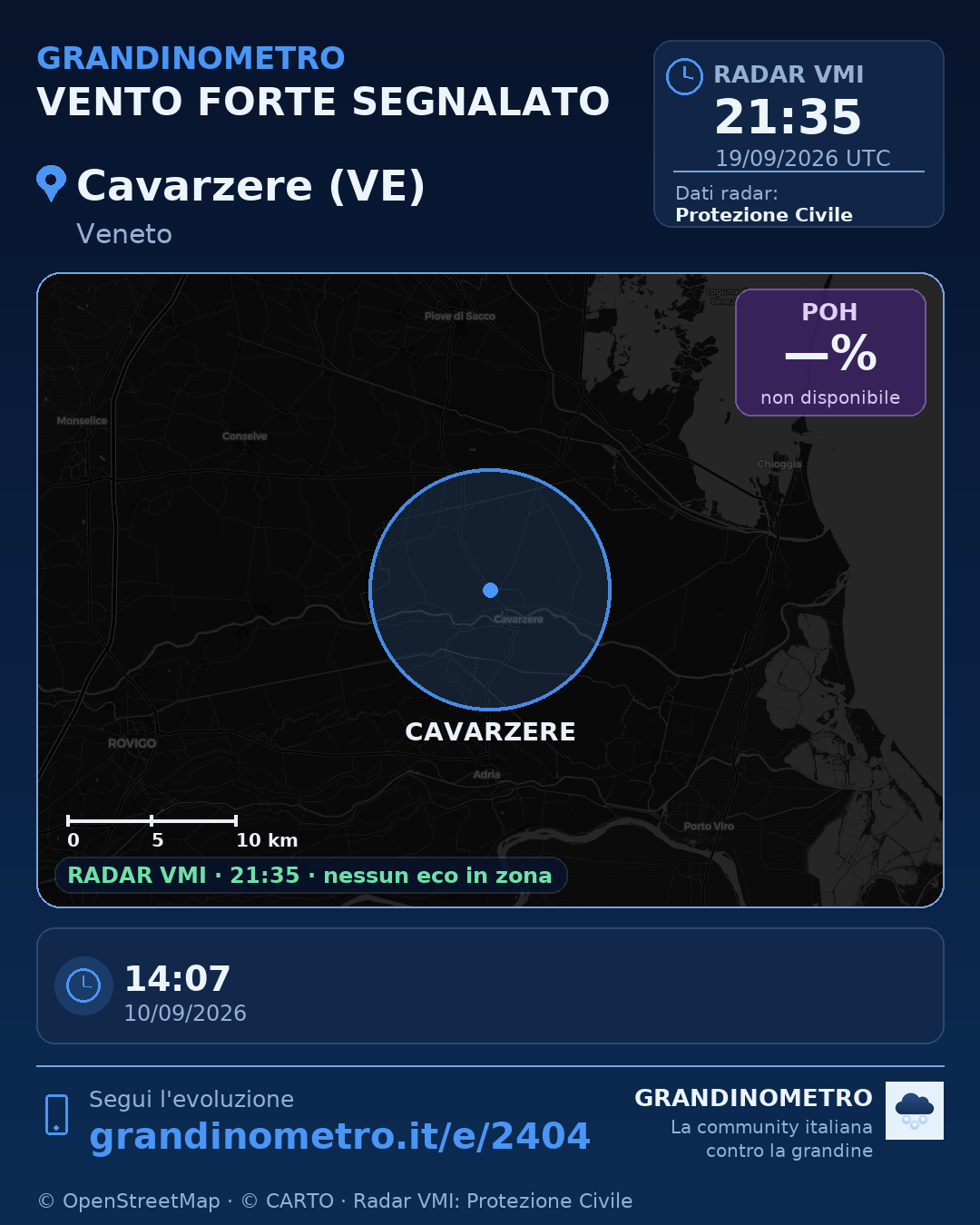Mappa dell'evento: vento forte a Cavarzere (VE)