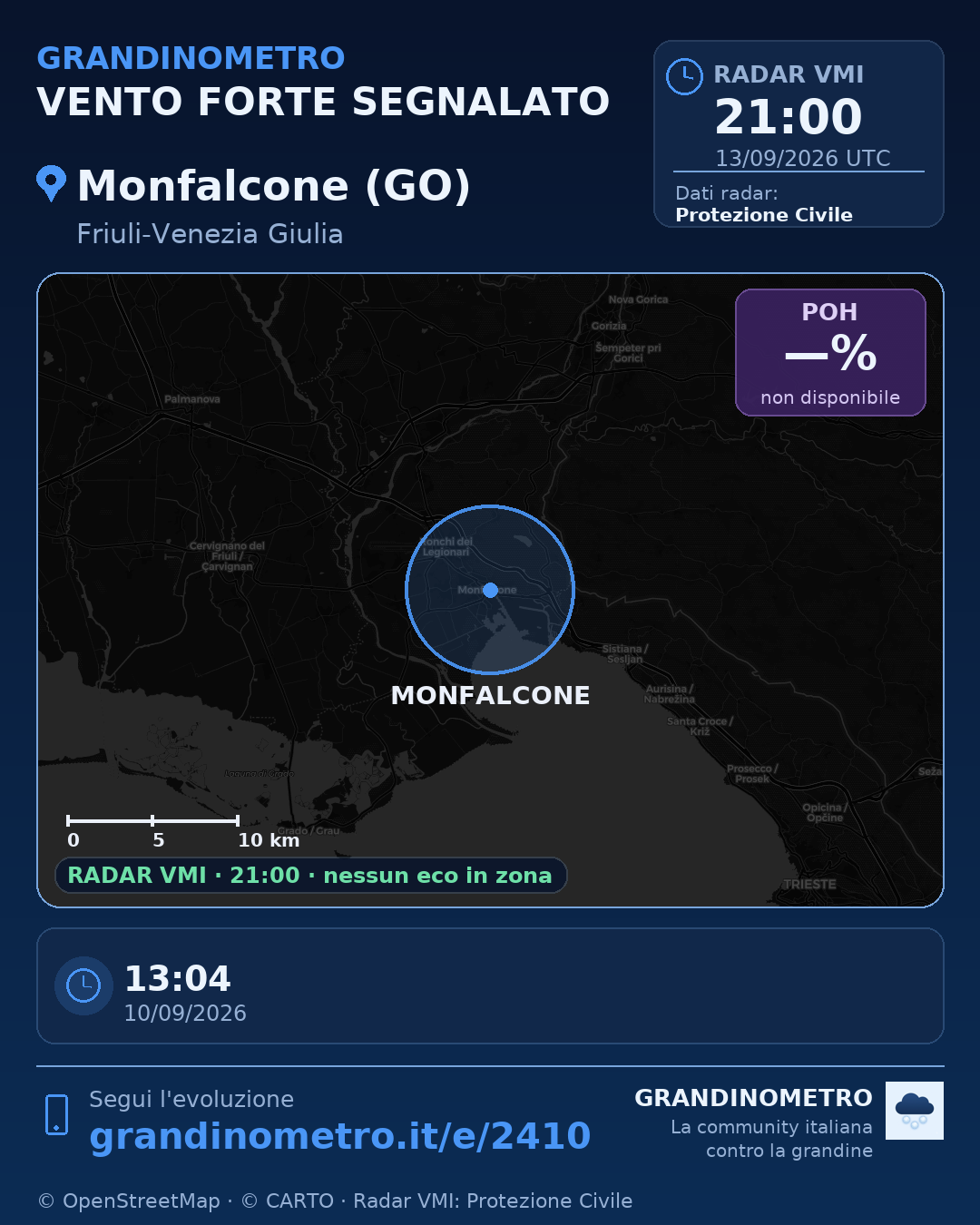 Mappa dell'evento: vento forte a Monfalcone (GO)