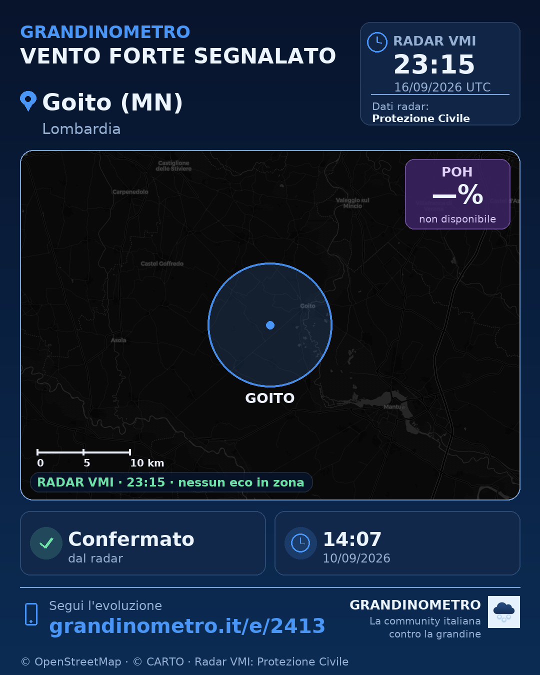 Mappa dell'evento: vento forte a Goito (MN)