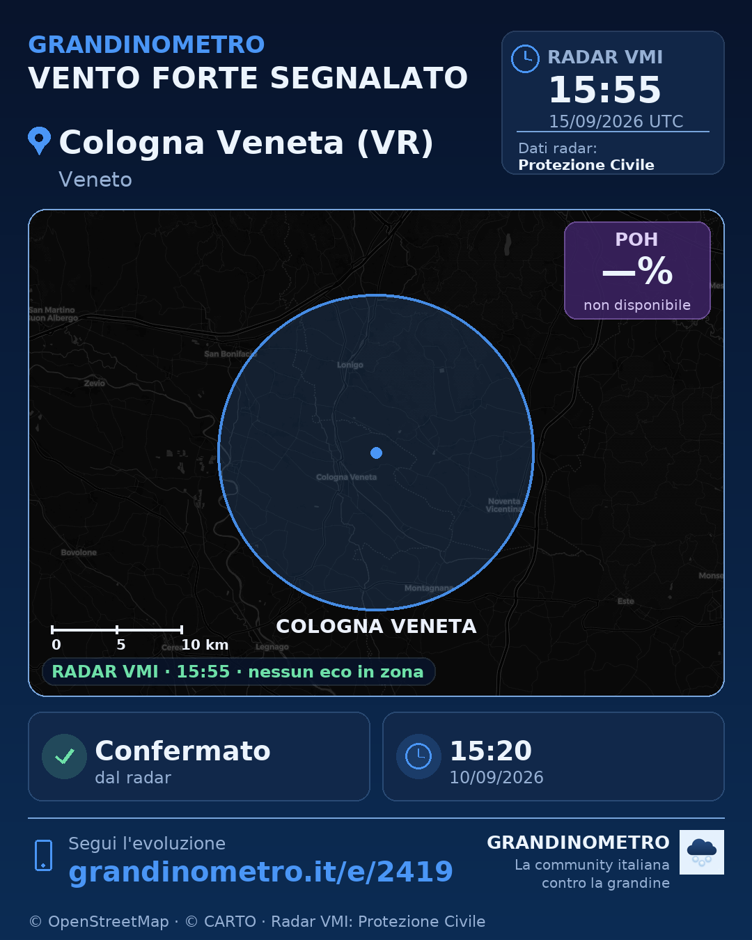 Mappa dell'evento: vento forte a Cologna Veneta (VR)
