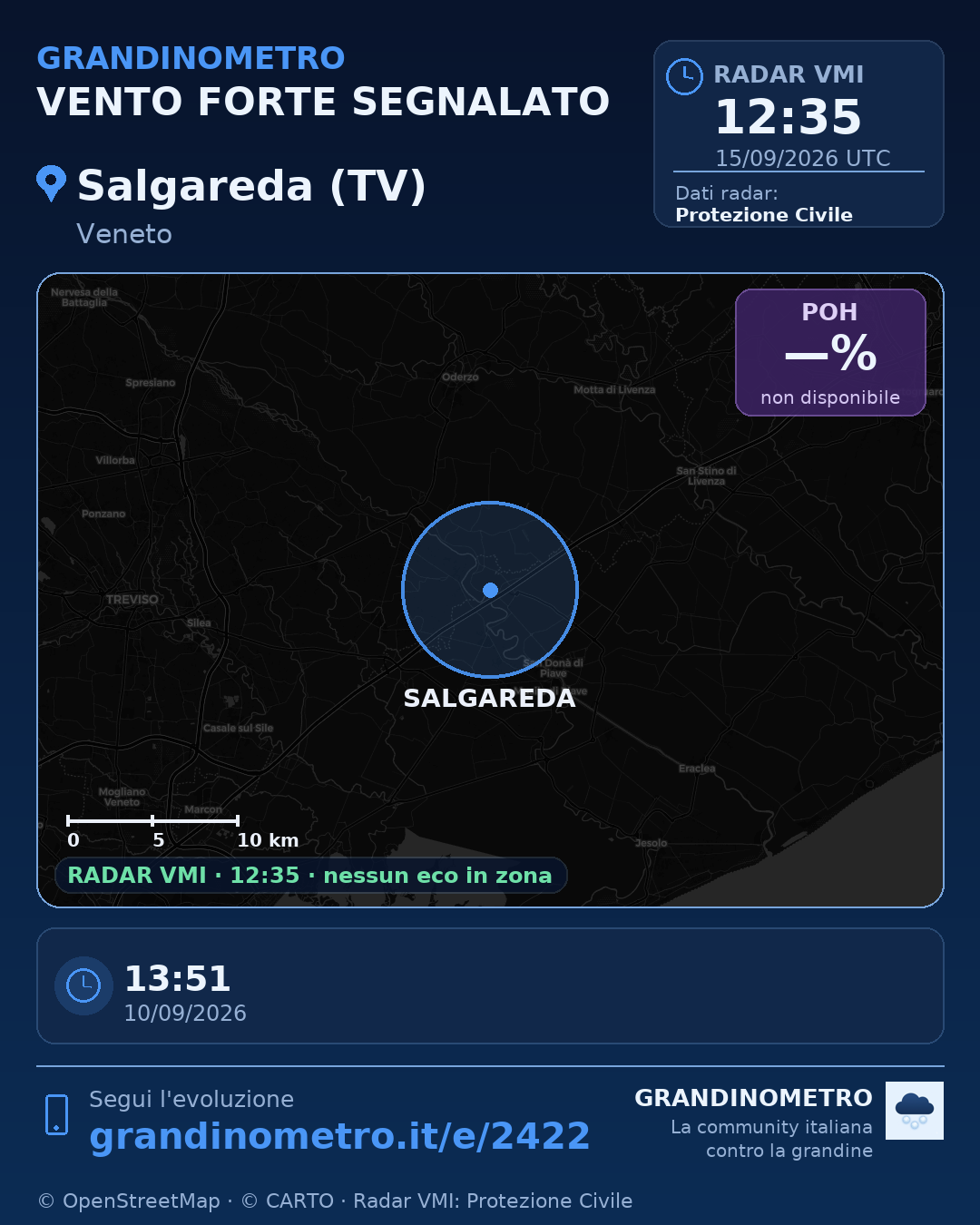 Mappa dell'evento: vento forte a Salgareda (TV)