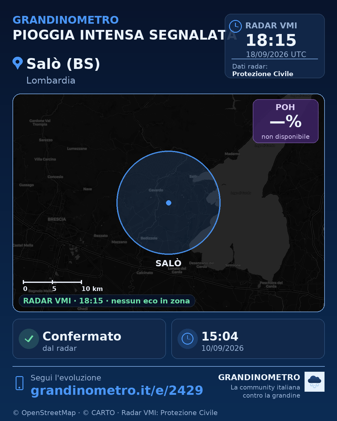 Mappa dell'evento: pioggia intensa a Salò (BS)