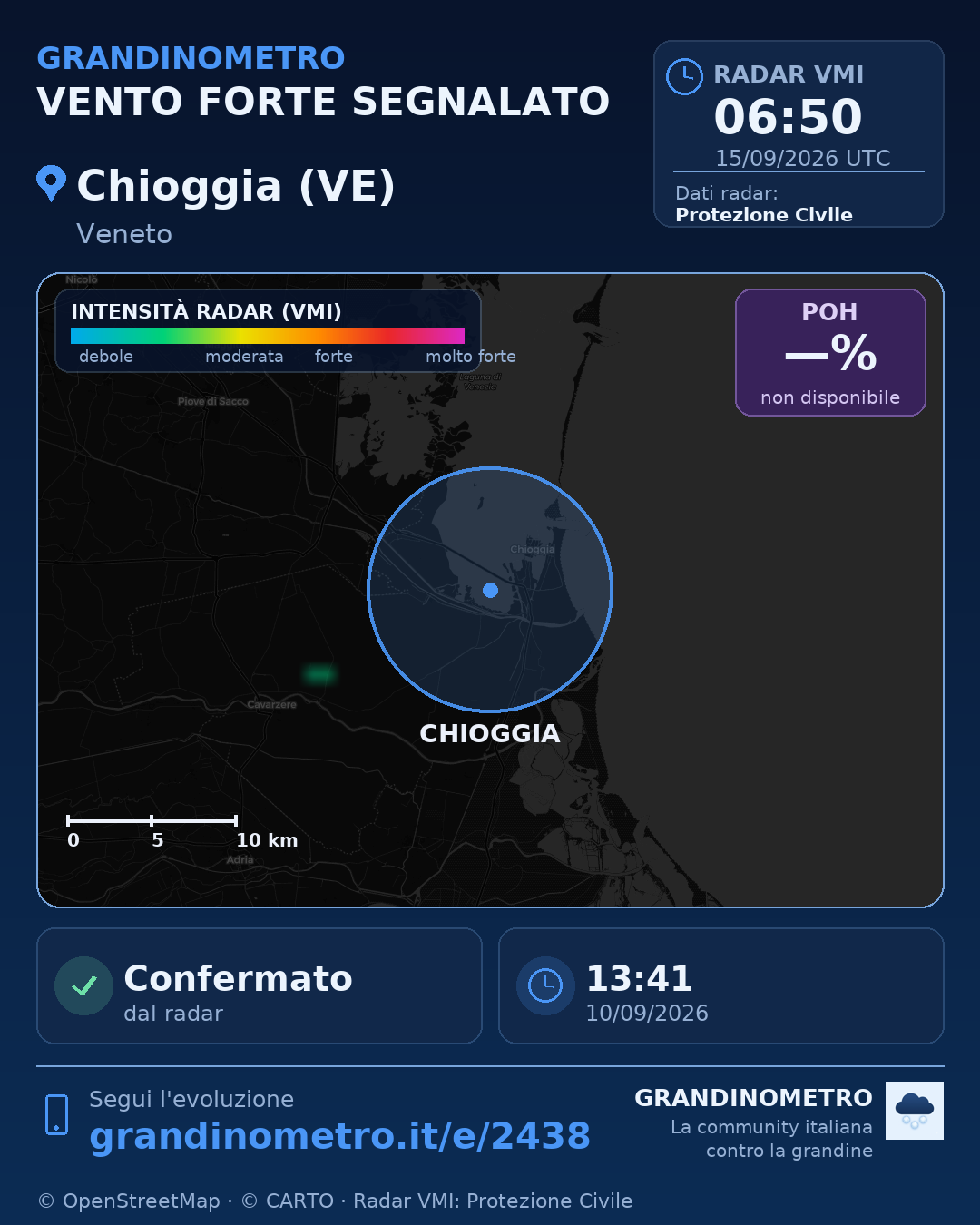 Mappa dell'evento: vento forte a Chioggia (VE)