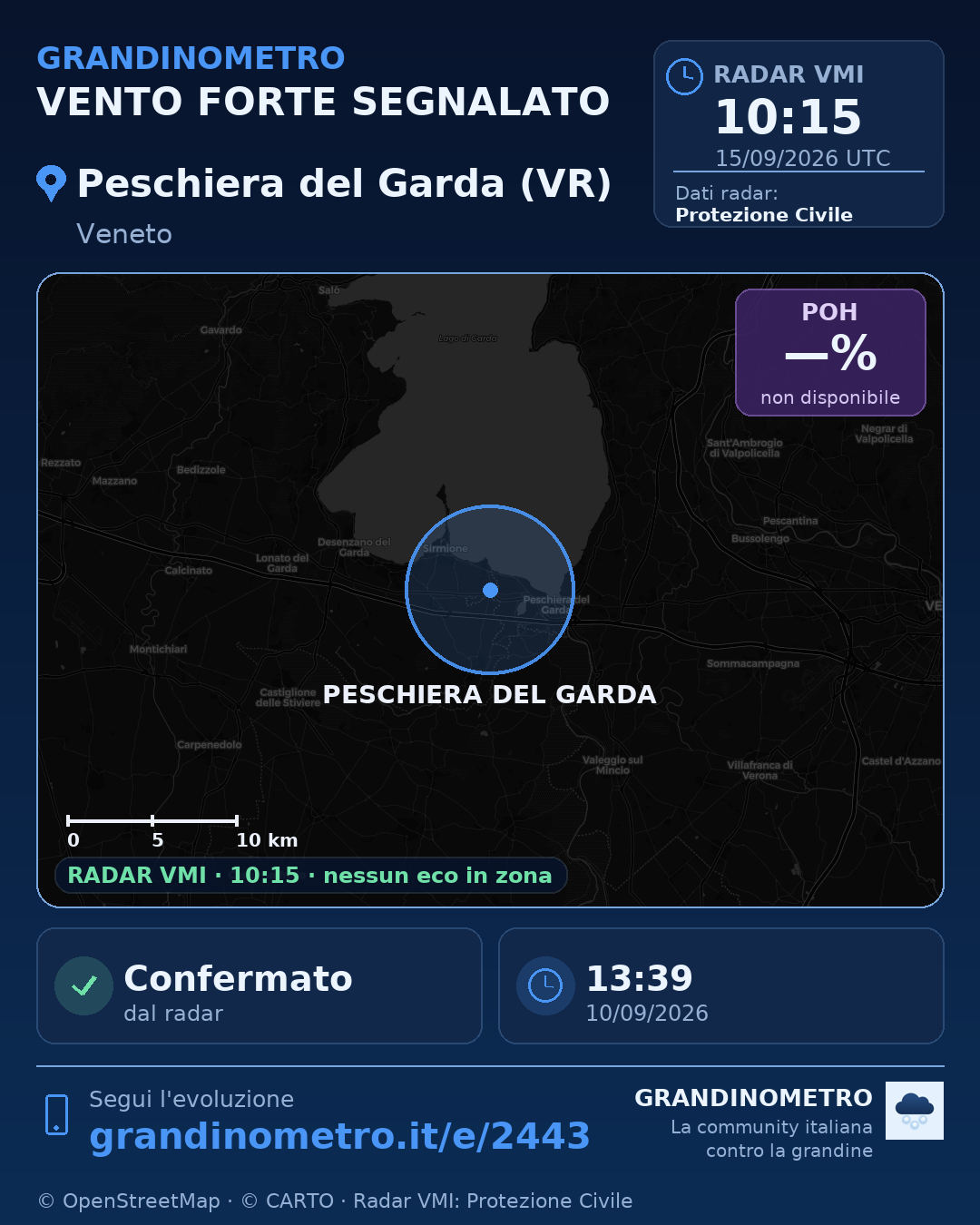 Mappa dell'evento: vento forte a Peschiera del Garda (VR)