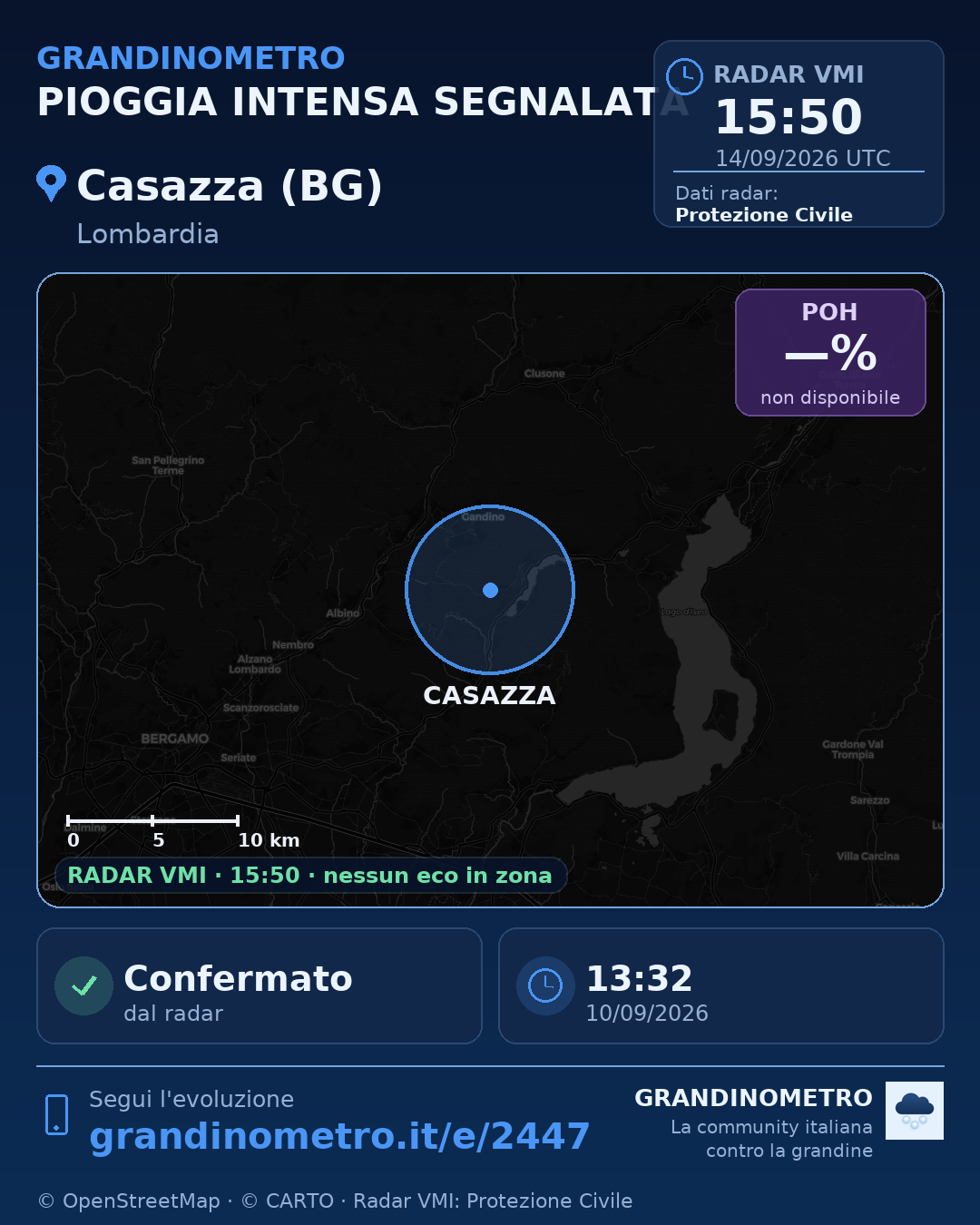 Mappa dell'evento: pioggia intensa a Casazza (BG)