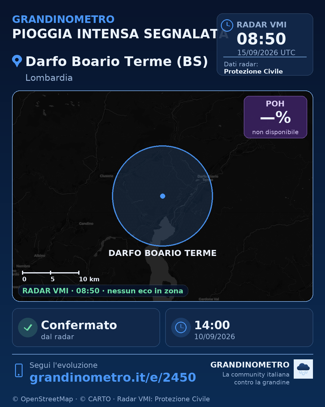 Mappa dell'evento: pioggia intensa a Darfo Boario Terme (BS)