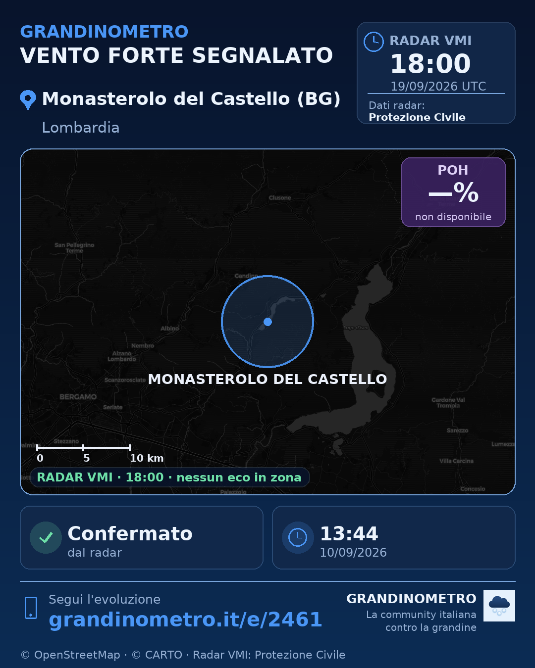 Mappa dell'evento: vento forte a Monasterolo del Castello (BG)