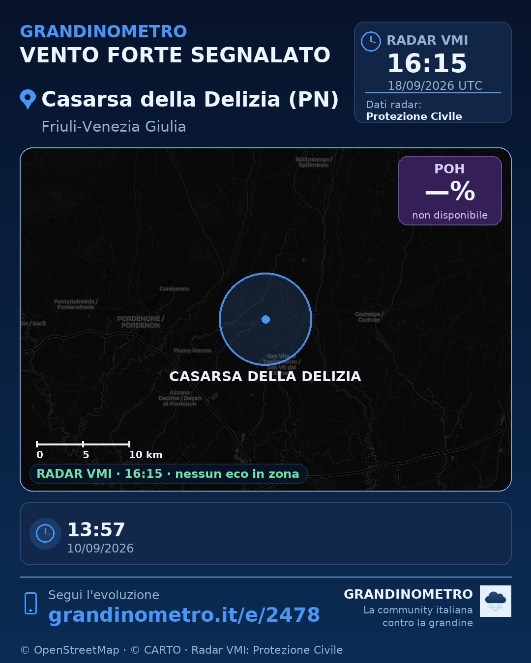 Mappa dell'evento: vento forte a Casarsa della Delizia (PN)
