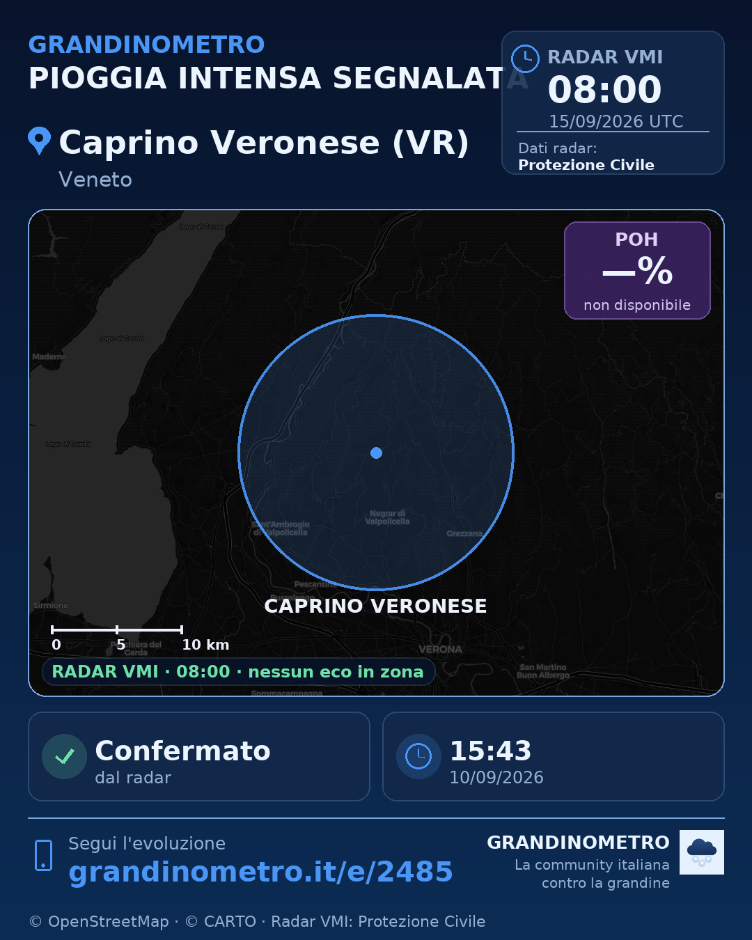 Mappa dell'evento: pioggia intensa a Caprino Veronese (VR)