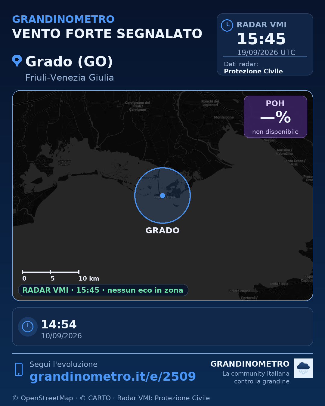 Mappa dell'evento: vento forte a Grado (GO)