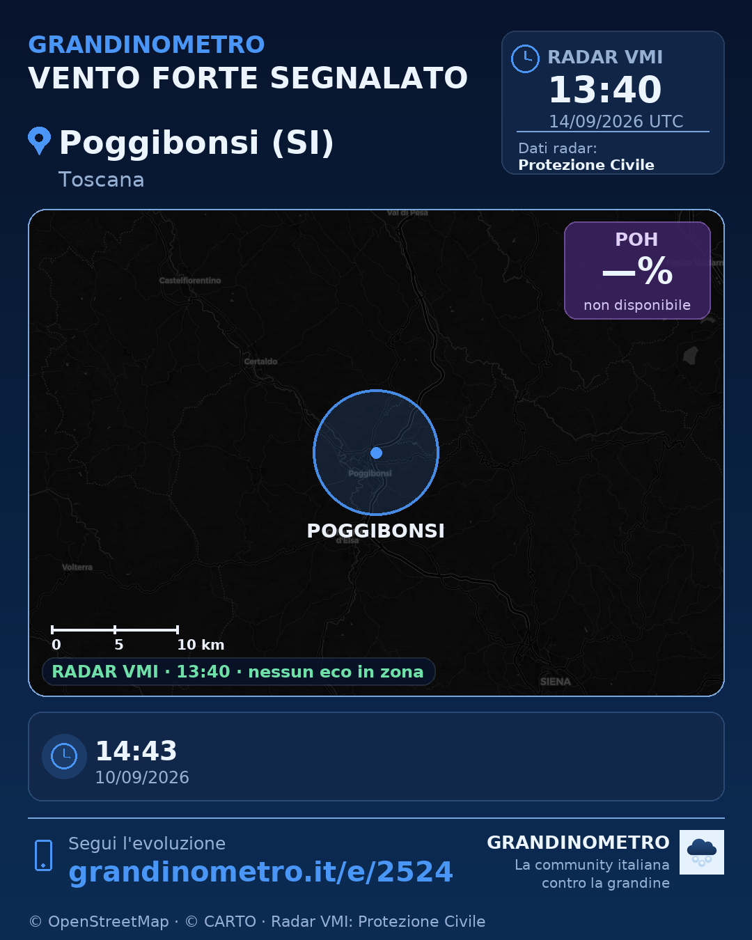Mappa dell'evento: vento forte a Poggibonsi (SI)