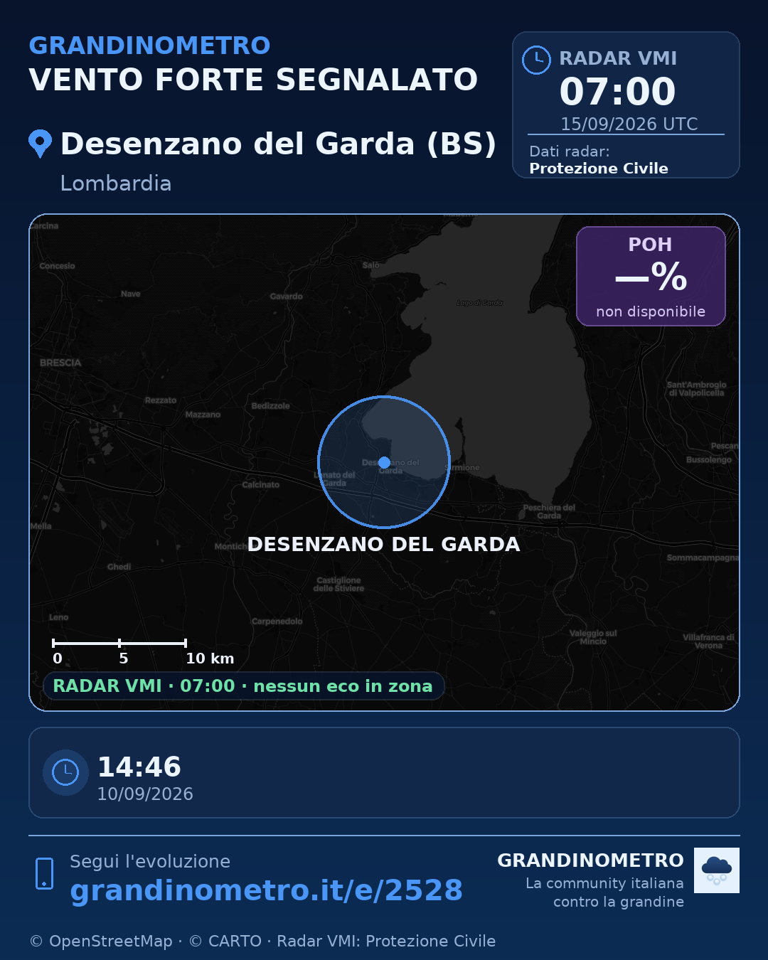 Mappa dell'evento: vento forte a Desenzano del Garda (BS)