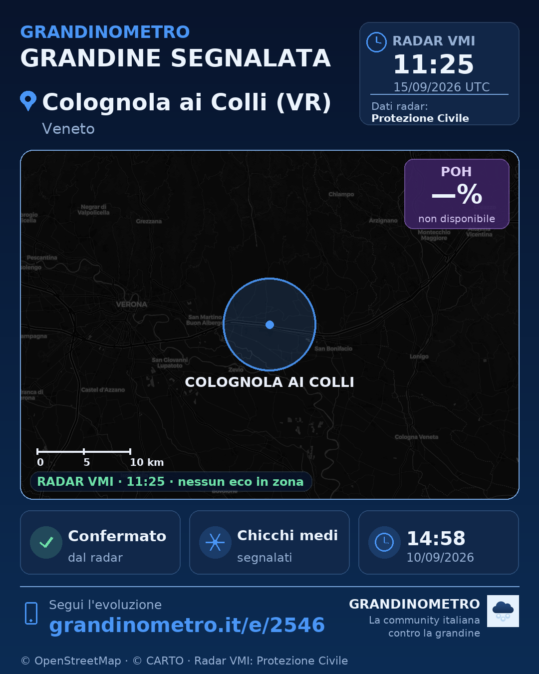 Mappa dell'evento: grandine a Colognola ai Colli (VR)