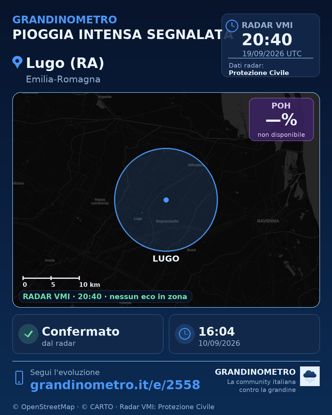 Mappa dell'evento: pioggia intensa a Lugo (RA)
