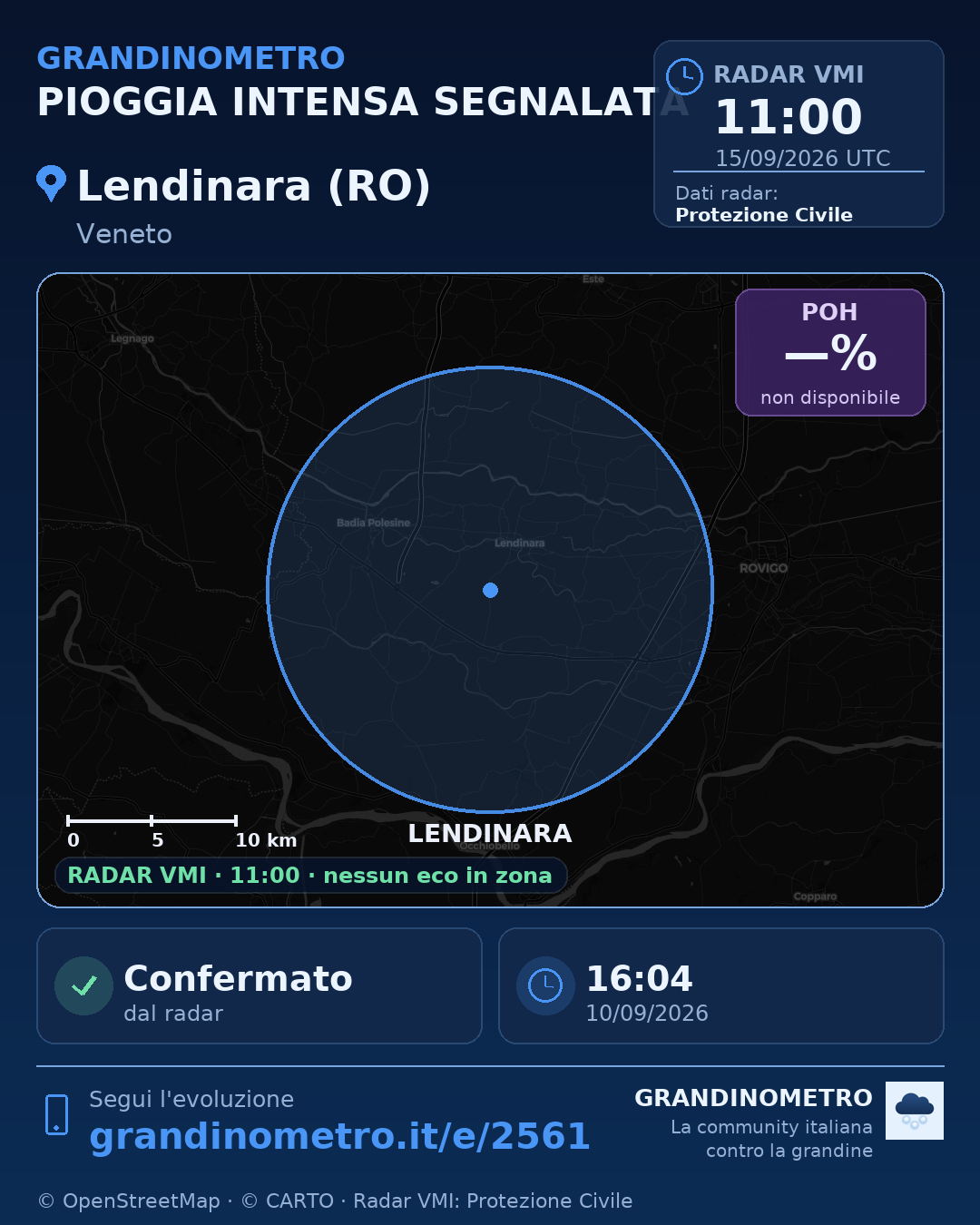 Mappa dell'evento: pioggia intensa a Lendinara (RO)