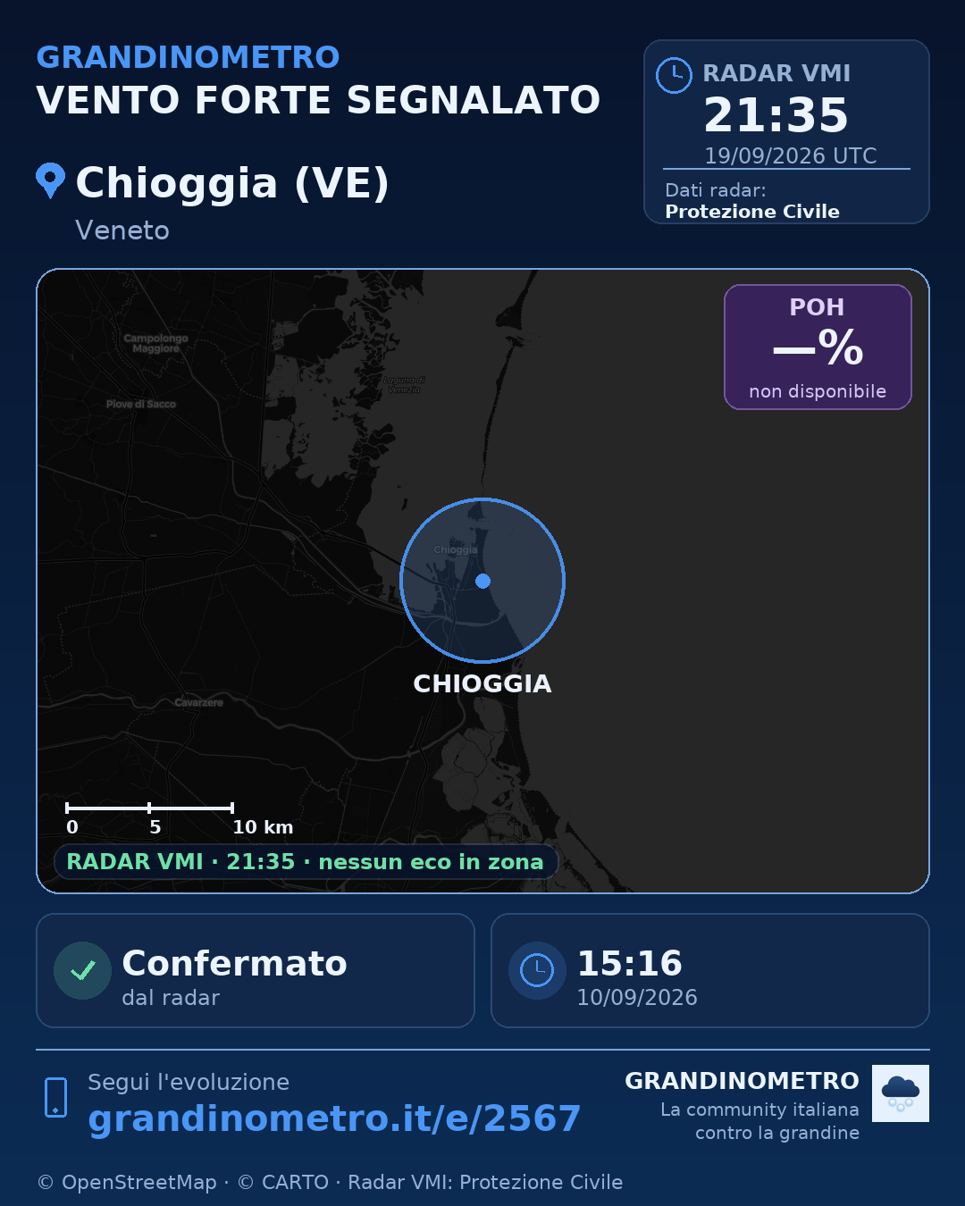 Mappa dell'evento: vento forte a Chioggia (VE)