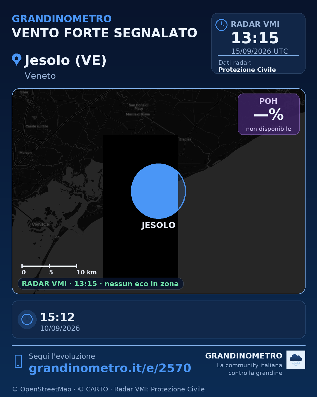 Mappa dell'evento: vento forte a Jesolo (VE)