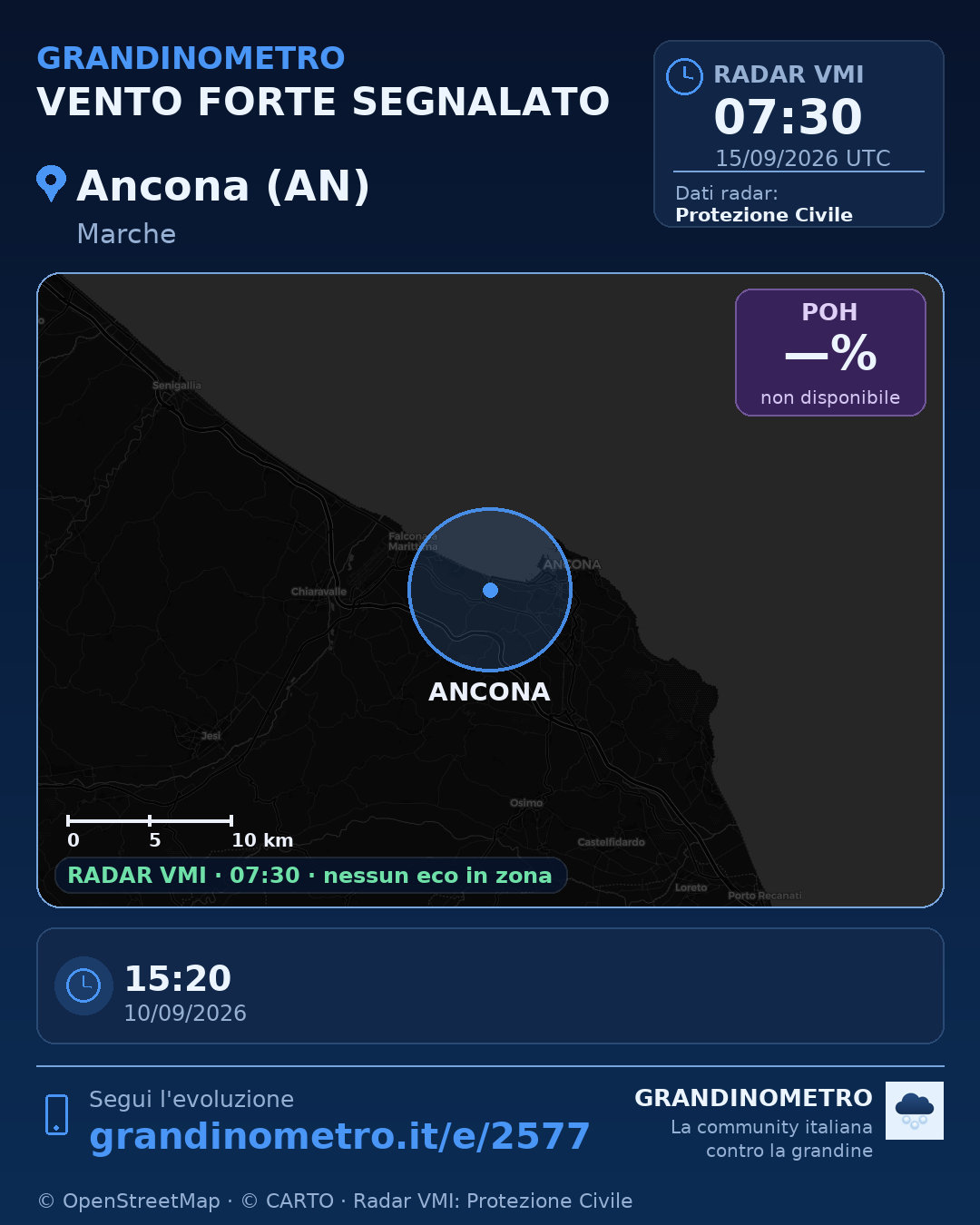 Mappa dell'evento: vento forte ad Ancona (AN)