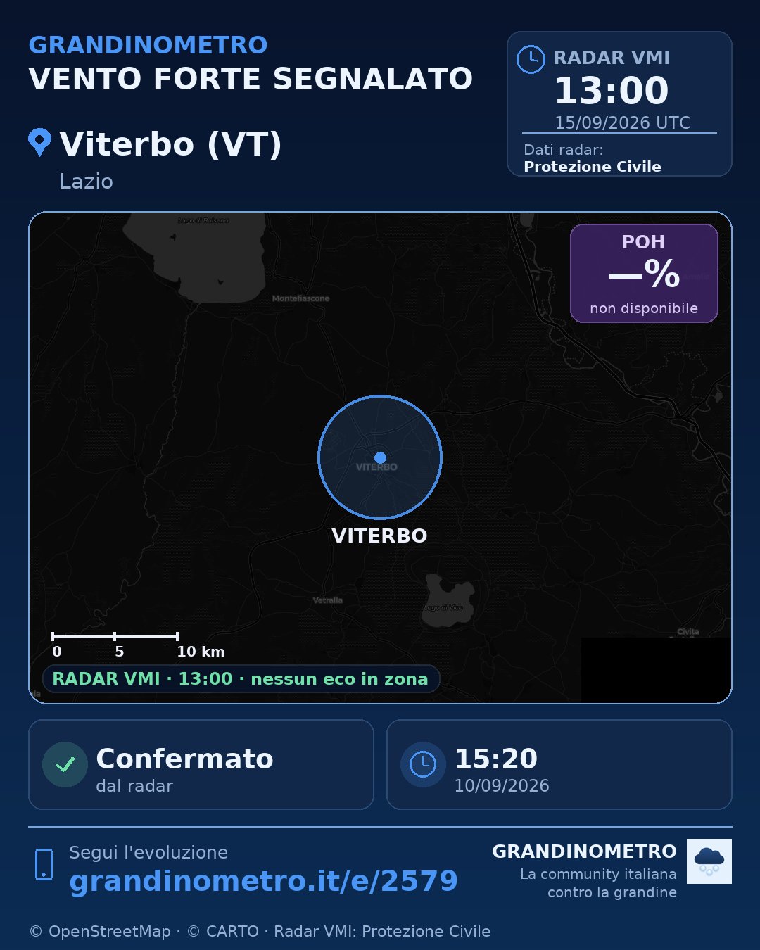 Mappa dell'evento: vento forte a Viterbo (VT)