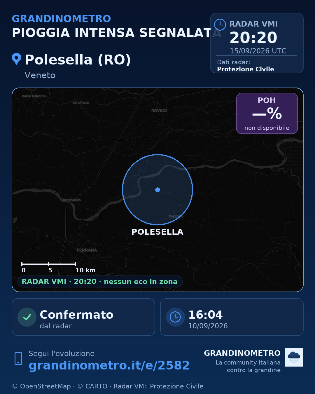 Mappa dell'evento: pioggia intensa a Polesella (RO)