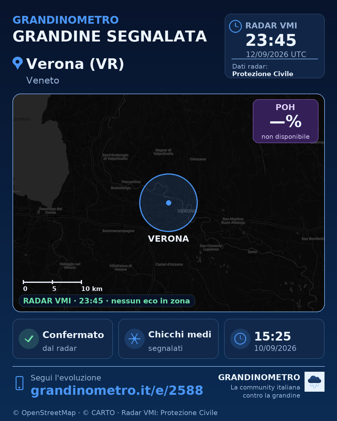Mappa dell'evento: grandine a Verona (VR)