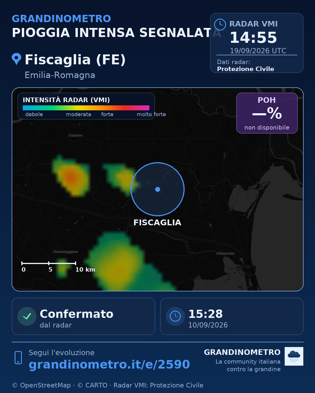 Mappa dell'evento: pioggia intensa a Fiscaglia (FE)