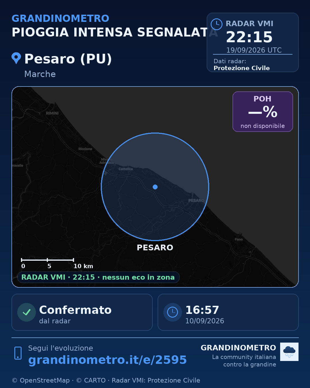 Mappa dell'evento: pioggia intensa a Pesaro (PU)