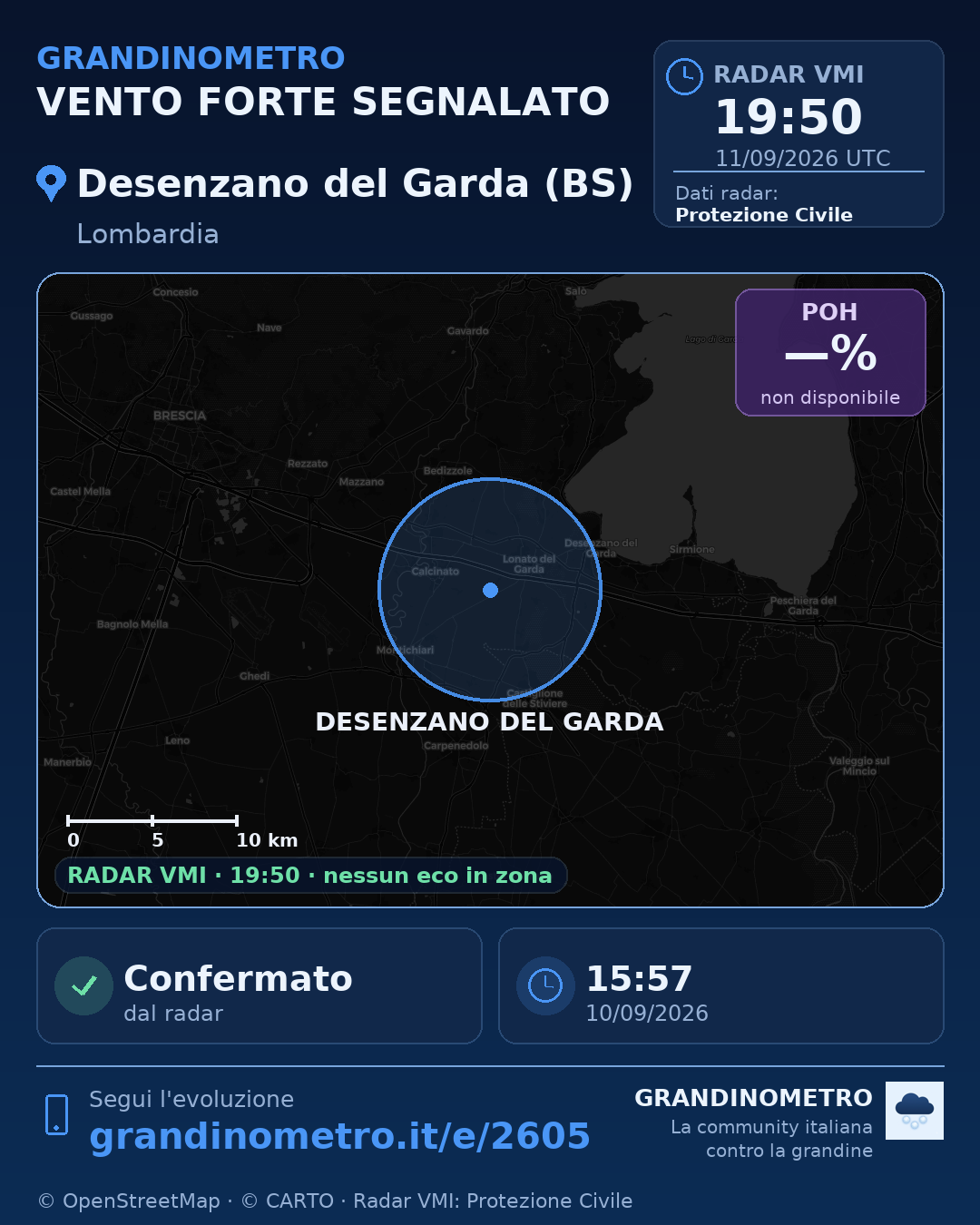 Mappa dell'evento: vento forte a Desenzano del Garda (BS)