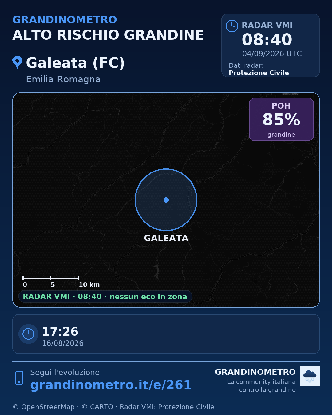 Mappa dell'evento: grandine a Galeata (FC)