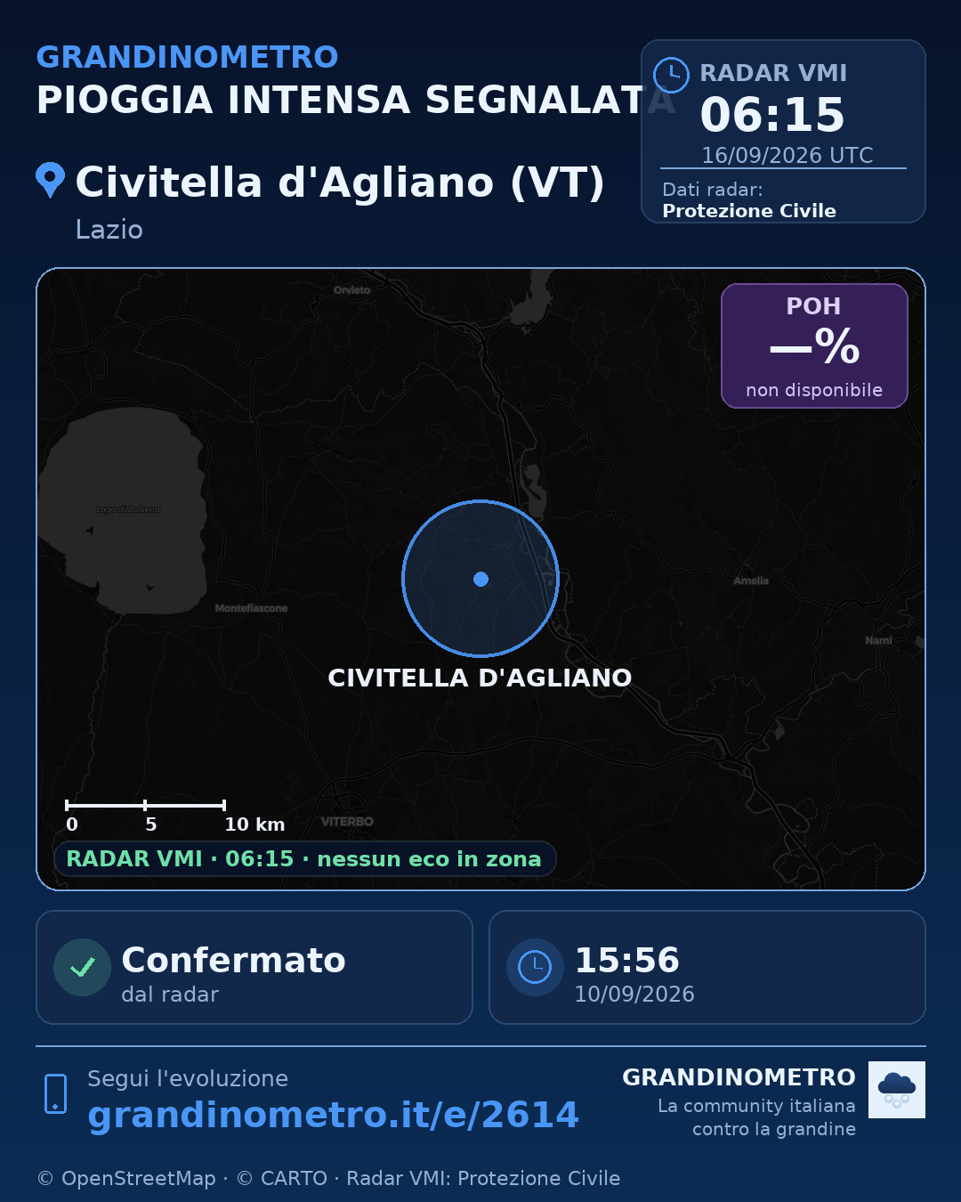 Mappa dell'evento: pioggia intensa a Civitella d'Agliano (VT)