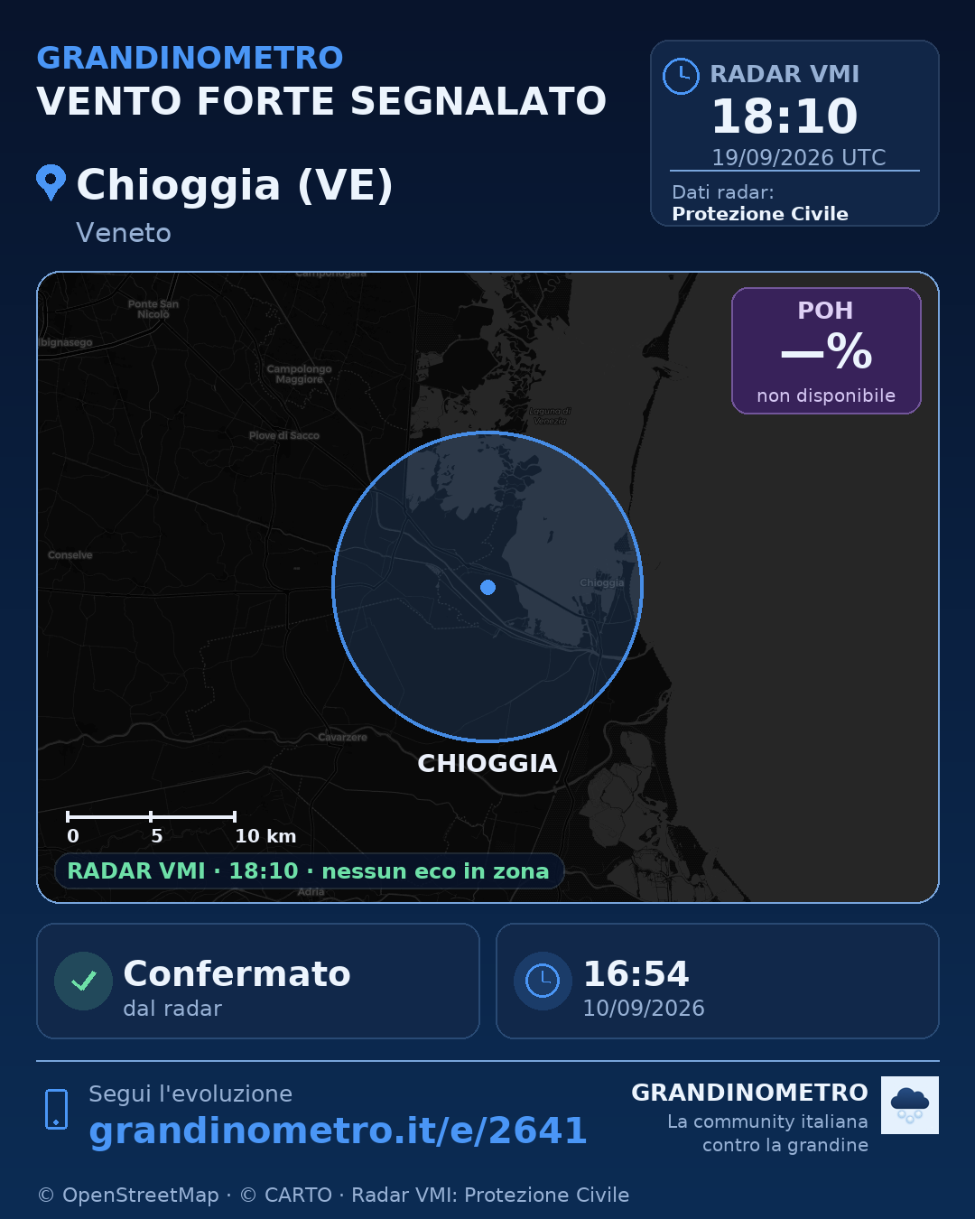 Mappa dell'evento: vento forte a Chioggia (VE)