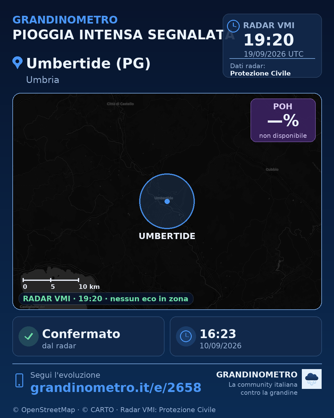 Mappa dell'evento: pioggia intensa a Umbertide (PG)