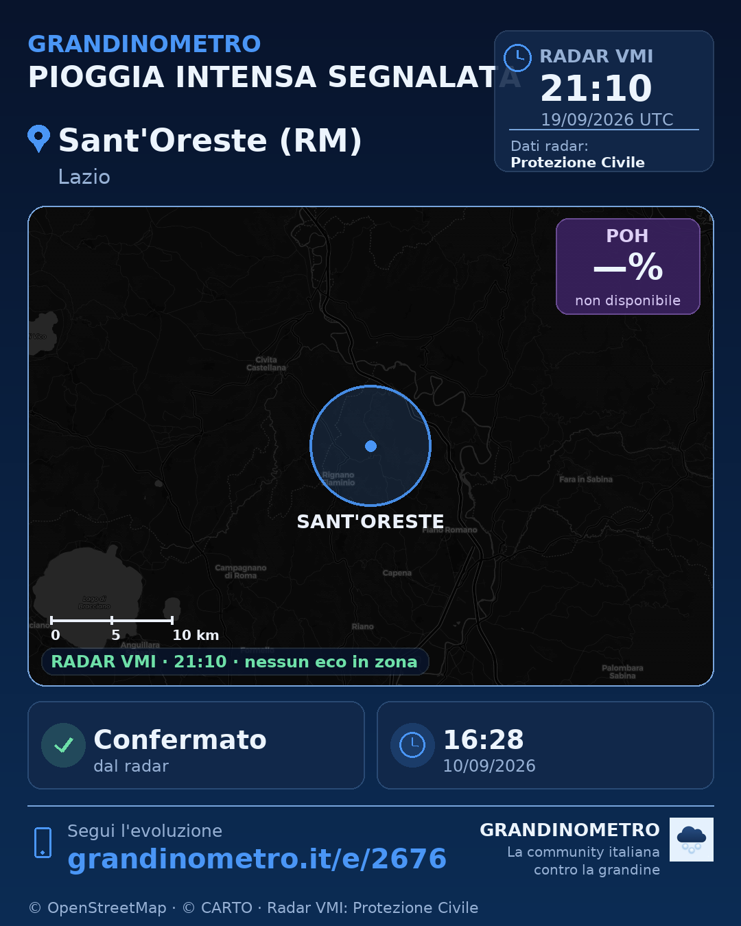Mappa dell'evento: pioggia intensa a Sant'Oreste (RM)
