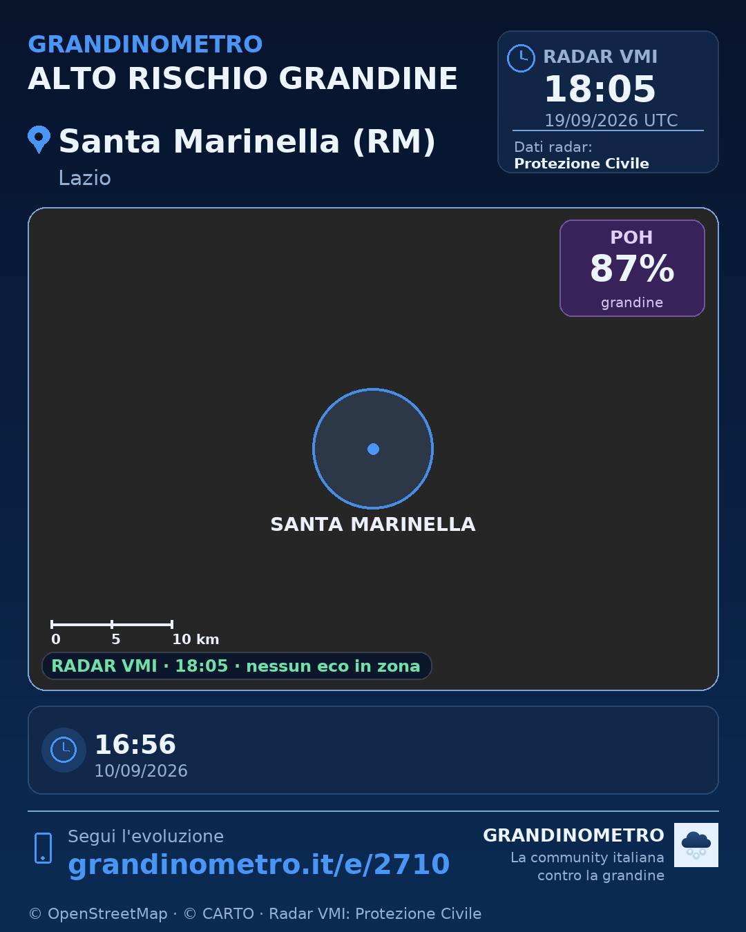 Mappa dell'evento: grandine a Santa Marinella (RM)