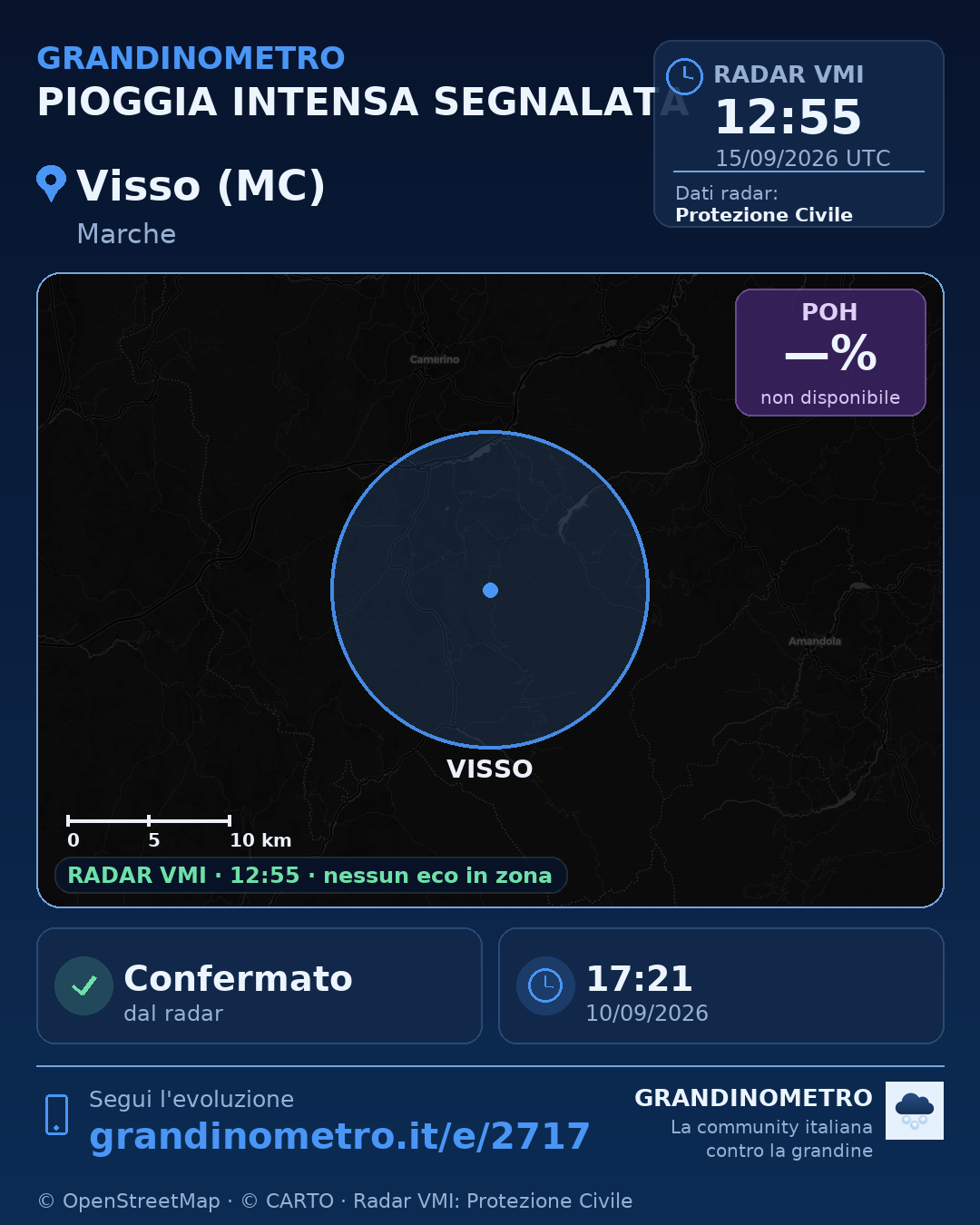 Mappa dell'evento: pioggia intensa a Visso (MC)